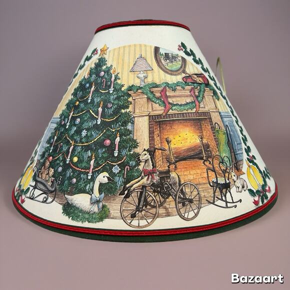 1995 Homestead Shoppe Christmas Pierced Parchment Lamp Shade - Casts Light - Picture 1 of 8